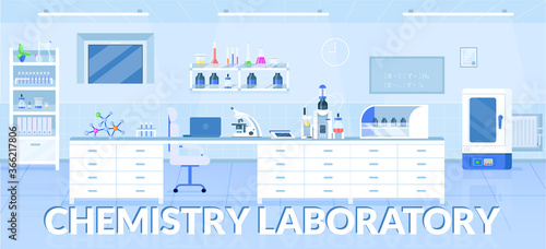 Chemistry laboratory banner flat vector template © The img