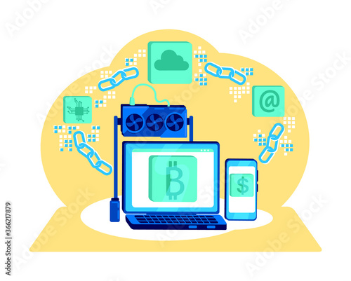 Block chain flat concept vector illustration