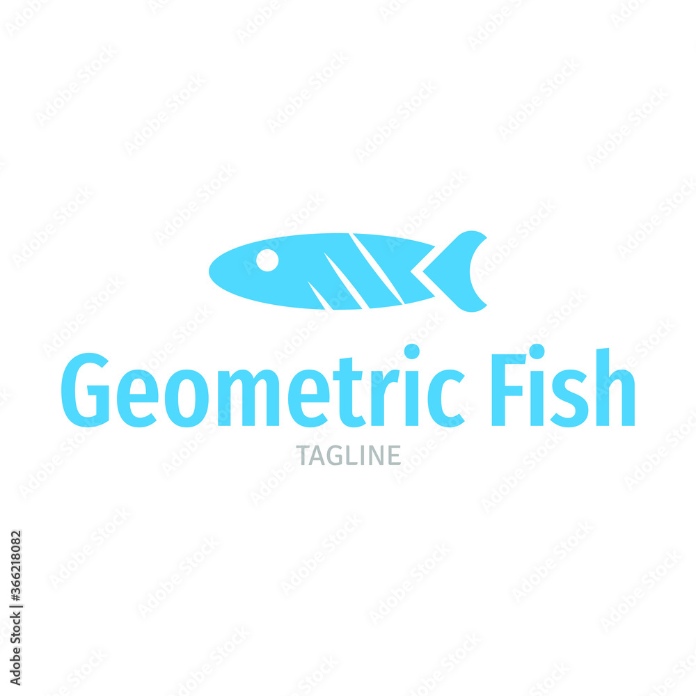 Geometric FIsh logo design, dolphin icon, tuna icon, creative flat fish design, geometric animal design concept