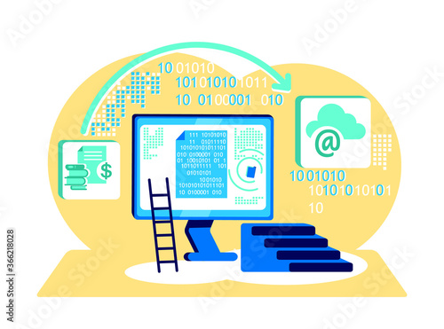 Processing binary code flat concept vector illustration