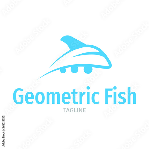 Geometric Fish logo design, dolphin icon, tuna icon, creative flat fish design, geometric animal design concept