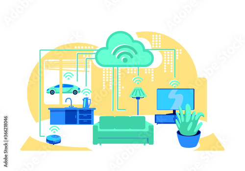 Inside smart home flat concept vector illustration
