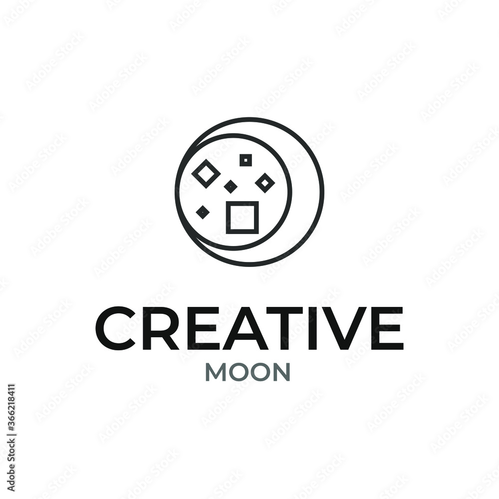 Creative Moon logo design, Moon icon, circle icon, creative geometry design, geometric moon design concept Creative Moon logo design, Moon icon, circle icon, creative geometry design, geometric moon design concept