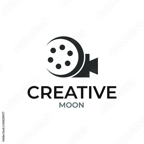 Creative Moon logo design, Moon icon, circle icon, creative geometry design, geometric moon design concept, video camera logo, cinema icon