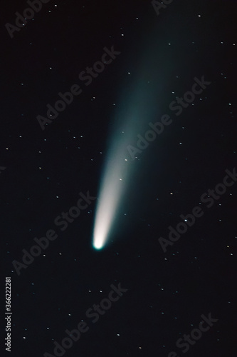 Comet Neowise C 2020 F3 Shines Bright In The Dark Night Starry Sky Comet At A Distance Of 104 Million Kilometres