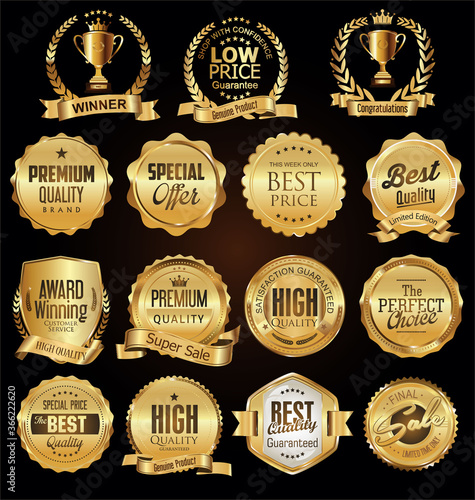super sale golden retro badges and labels