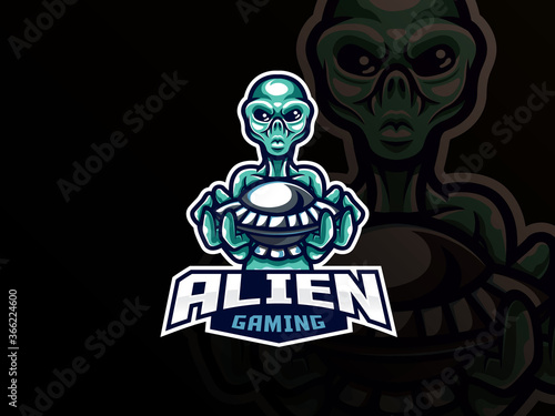 Alien mascot sport logo design