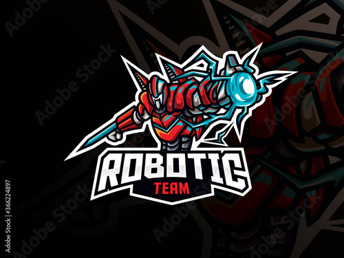 Robot mascot sport logo design