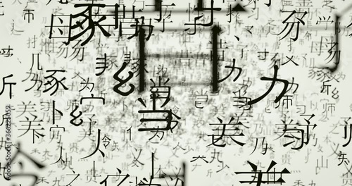 moving through random Chinese character parts without actual meanings