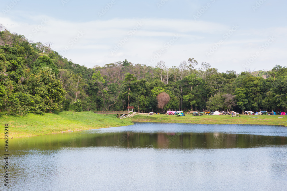 Khao Ruak Reservoir at Namtok Samlan National Park in Saraburi Thailand is a reservoir that tourists come to relax or camping during the holidays Khao Ruak Reservoir at Namtok Samlan National Park in Saraburi Thailand is a reservoir that tourists come to relax or camping during the holidays