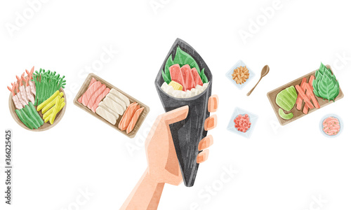 手巻き寿司手作りイラスト