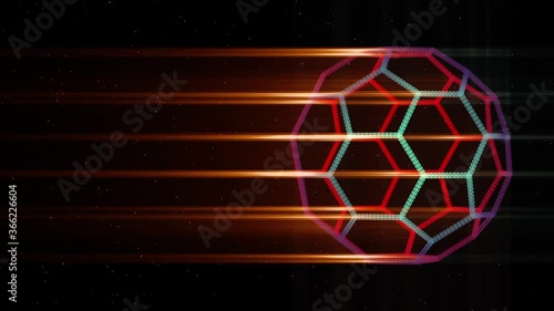 Glowing Lines Football Shape Football in motion with glowing particles in motion sports background 