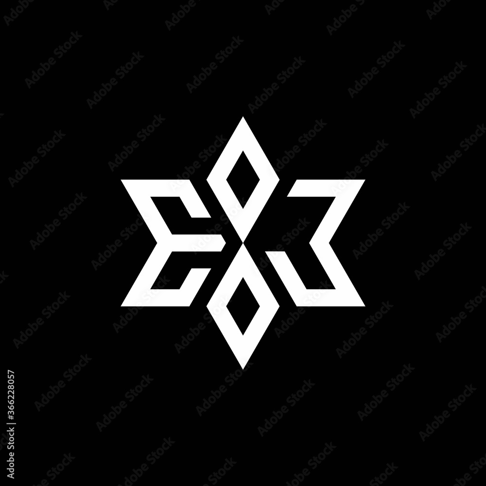 EJ monogram logo with star shape and luxury style EJ monogram logo with star shape and luxury style