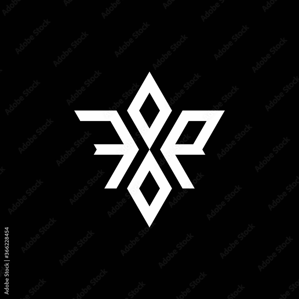 FP monogram logo with star shape and luxury style FP monogram logo with star shape and luxury style