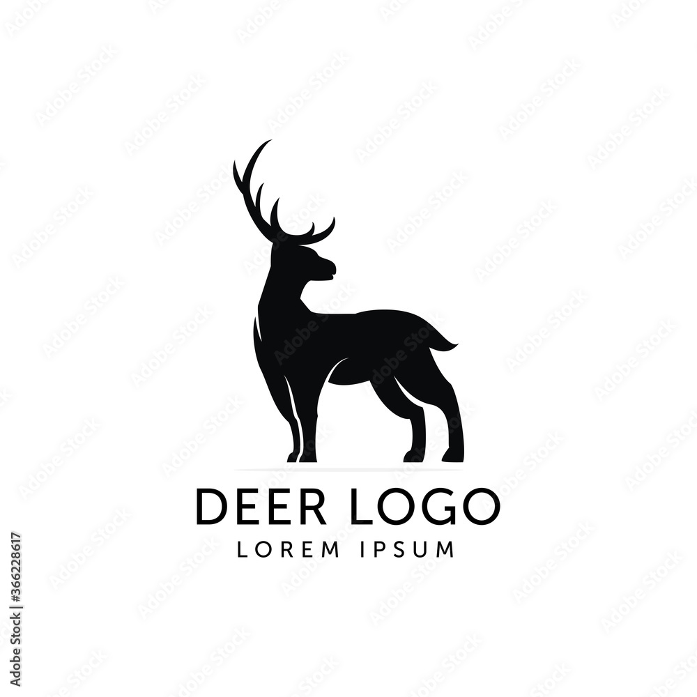 deer logo design template vector icon silhouette