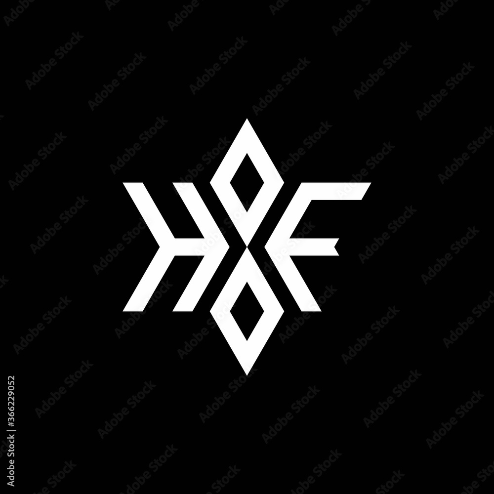 HF monogram logo with star shape and luxury style HF monogram logo with star shape and luxury style