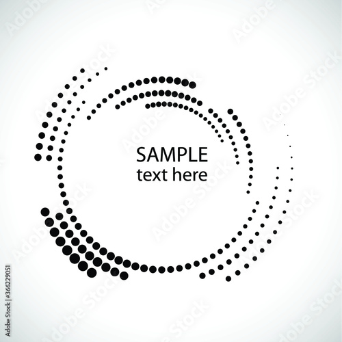 Halftone dots in circle form. round logo . vector dotted frame . design element