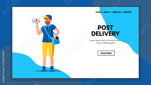 Post Delivery Service Postman With Letter Vector