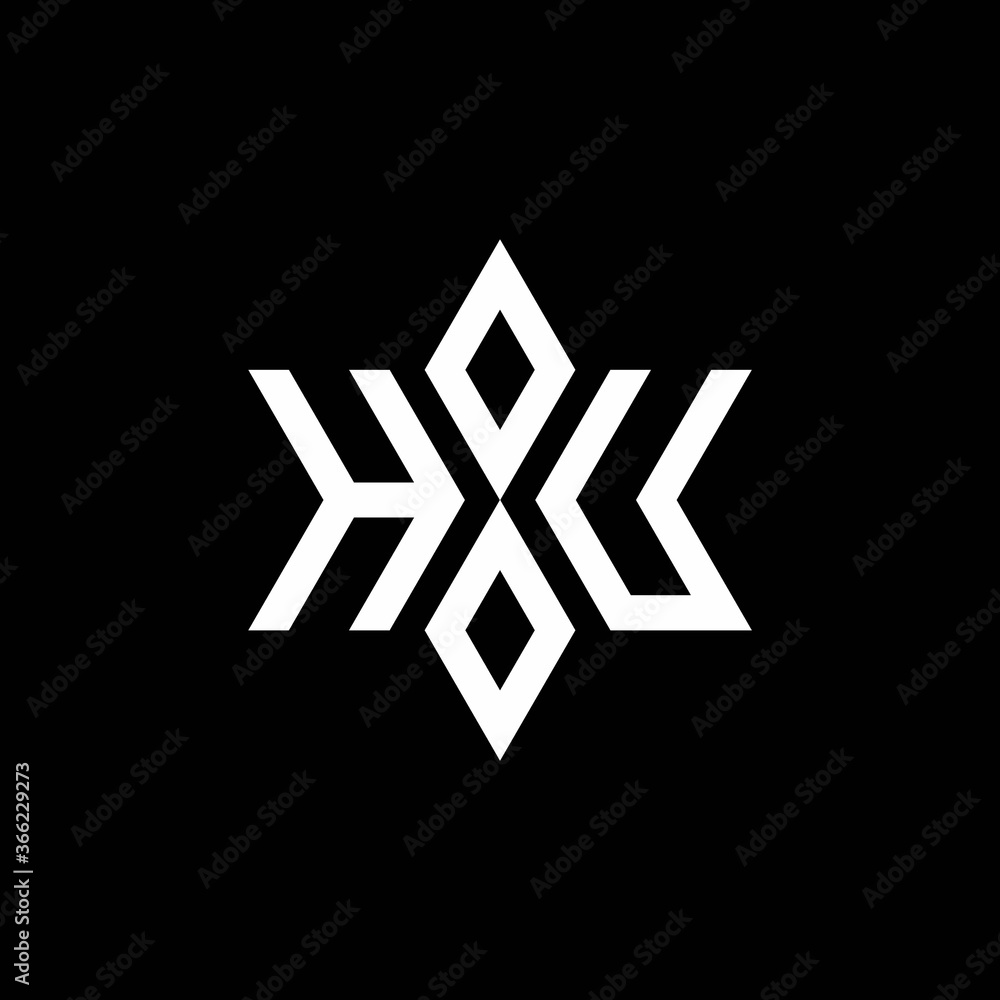 HU monogram logo with star shape and luxury style HU monogram logo with star shape and luxury style