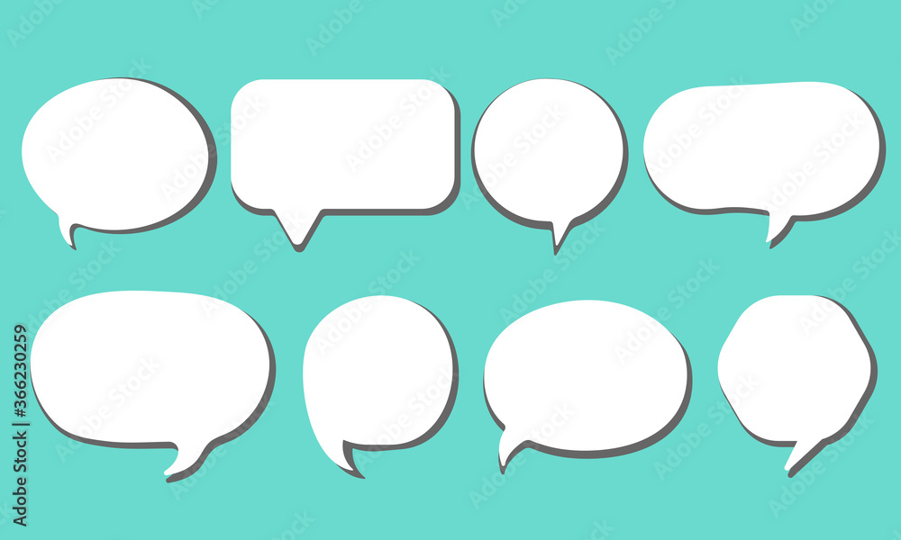 Set of speak bubble text, chatting box, message box outline cartoon vector illustration design. Balloon doodle style of thinking sign symbol. Set of speak bubble text, chatting box, message box outline cartoon vector illustration design. Balloon doodle style of thinking sign symbol.