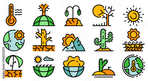 Obraz na plátně Drought icons set