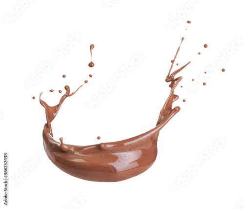 Splash of chocolate on white background