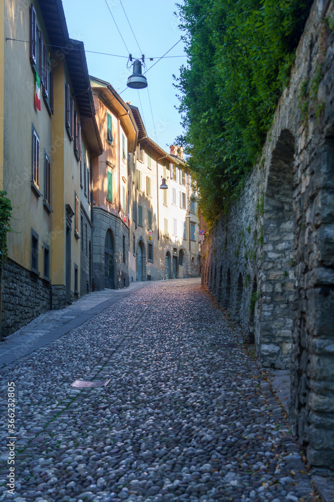 Via Sant Alessandro, old street of Bergamo, Italy