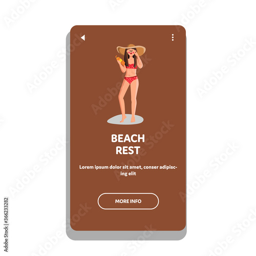 Beach Rest Girl Summer Relaxation Vacation Vector