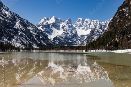 Fototapeta Naklejka Na Ścianę i Meble -  Landro Lake, Dolomites mountains, Italy
