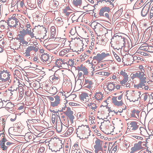 Paisley Floral vector Pattern. Seamless Ornamental Indian fabric patterns.