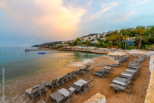 Fototapeta Naklejka Na Ścianę i Meble -  Asarlik Beach view in Bodrum Town. Bodrum is populer tourist destination in Turkey.