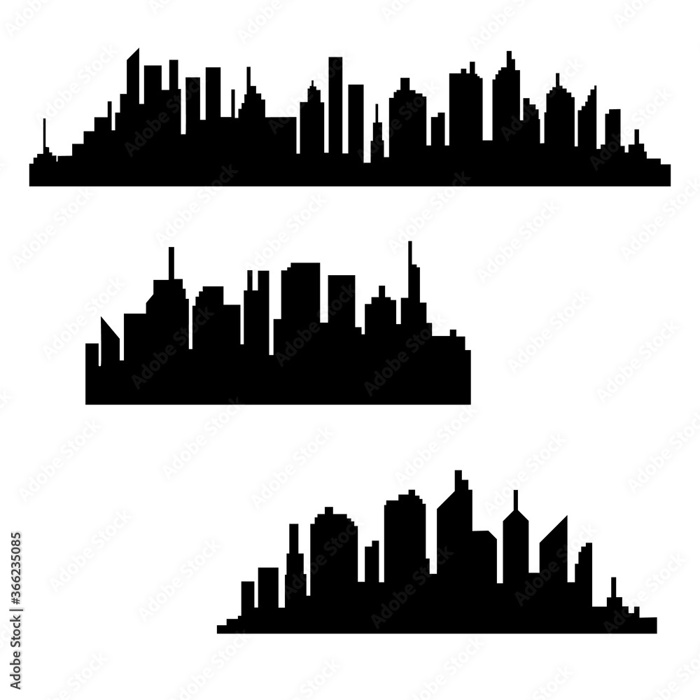 The silhouette of the city in a flat style.