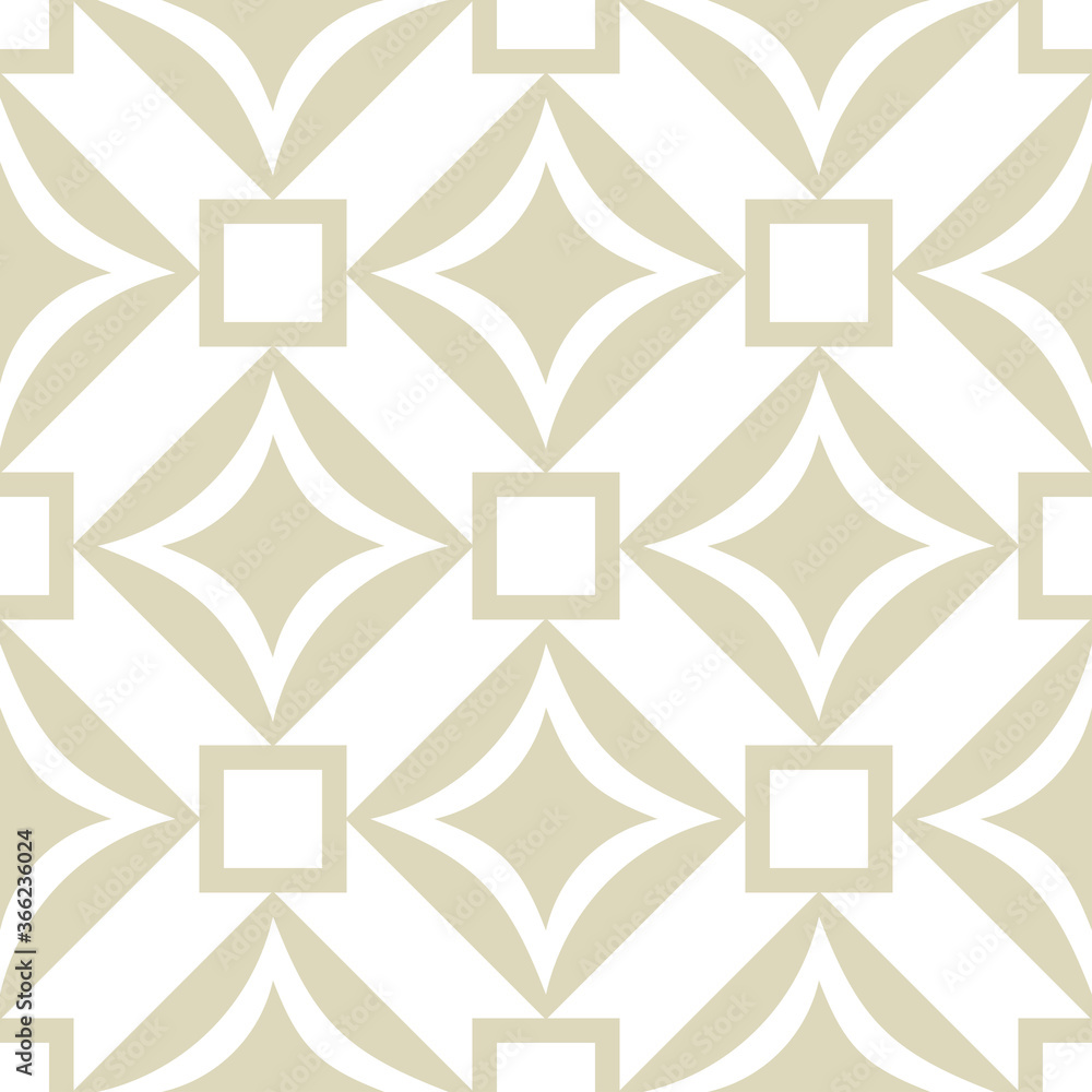 Geometric square seamless pattern. Olive green and white background
