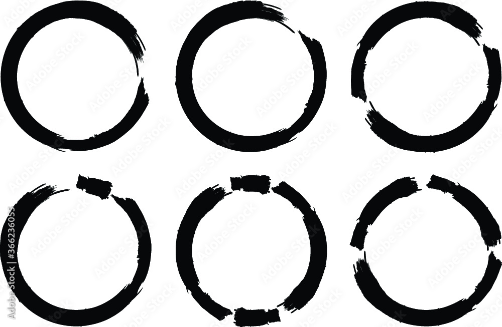 Set of Grunge Black and White Circle Frames . Vector Set of Grunge Black and White Circle Frames . Vector