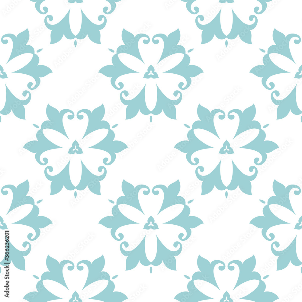 Obraz premium Seamless pattern with blue flowers On white background for textile