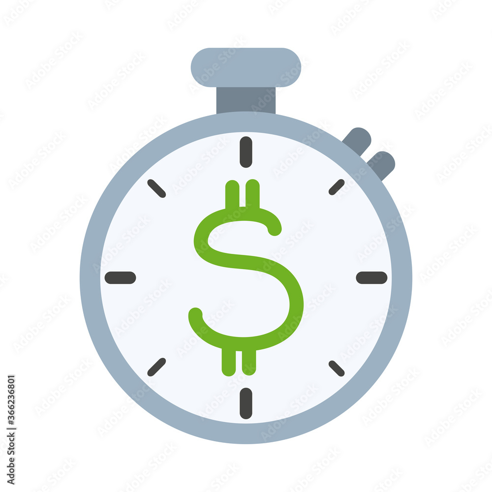 stopwatch money business office work flat style icon stopwatch money business office work flat style icon