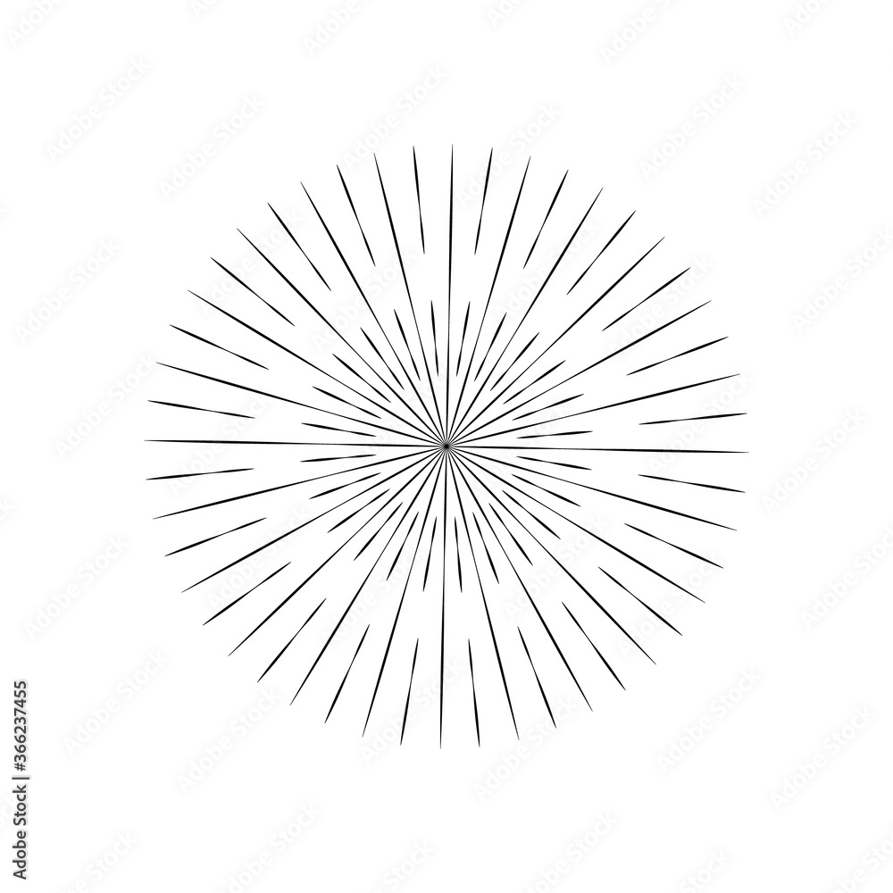 Obraz premium Sun burst, star burst sunshine. Radiating from the center of thin beams, lines.