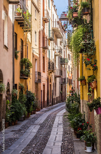 Bosa, Sardegna, narrow street in the old town © Aquamarinne