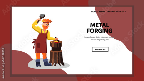 Metal Forging Blacksmith Worker Hammer Tool Vector