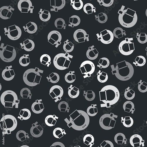 Grey Tomography icon isolated seamless pattern on black background. Medical scanner, radiation. Diagnosis, radiology, magnetic resonance therapy. Vector Illustration.