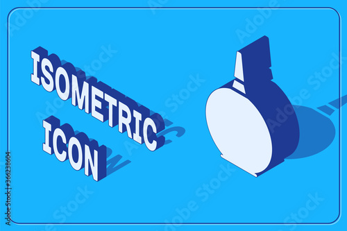 Isometric Enema icon isolated on blue background. Enema with a plastic tip. Medical pear. Vector Illustration.