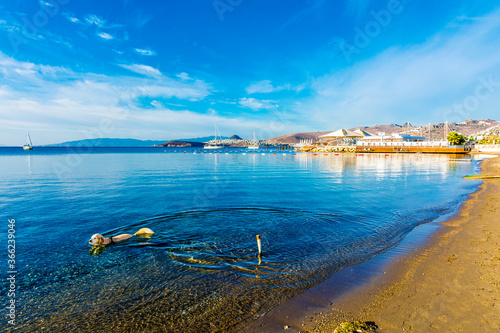 Fototapeta Naklejka Na Ścianę i Meble -  Ortakent Yahsi Beach in Bodrum Town of Turkey