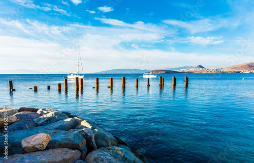 Fototapeta Naklejka Na Ścianę i Meble -  Ortakent Yahsi Beach in Bodrum Town of Turkey