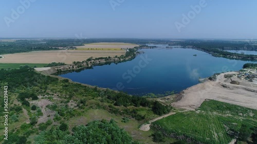 Wallpaper Mural Aerial view of a beautiful lake. An artificial lake in a sandy quarry Torontodigital.ca