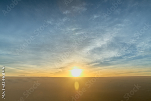 Sun rise shot at Uyuni salar. South of Bolivia.