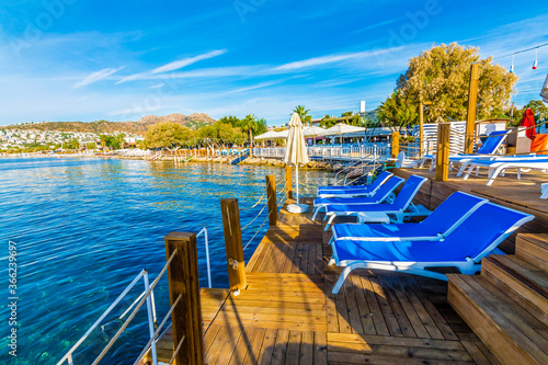 Fototapeta Naklejka Na Ścianę i Meble -  Ortakent Yahsi Beach in Bodrum Town of Turkey