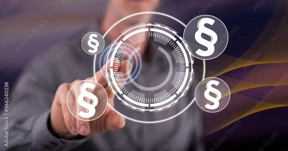 Man touching a regulation process concept Man touching a regulation process concept