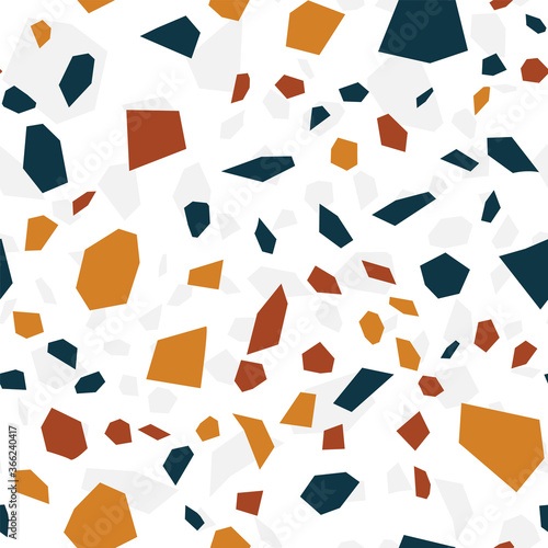 and Red Terrazzo Tile Vector Seamless Pattern. 