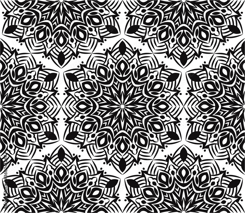 Ornamental mandala design abstract background. Seamless pattern with flowers Ornamental mandala design abstract background. Seamless pattern with flowers