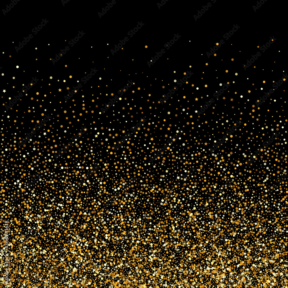 Yellow Dust Vector Black Background. Isolated 